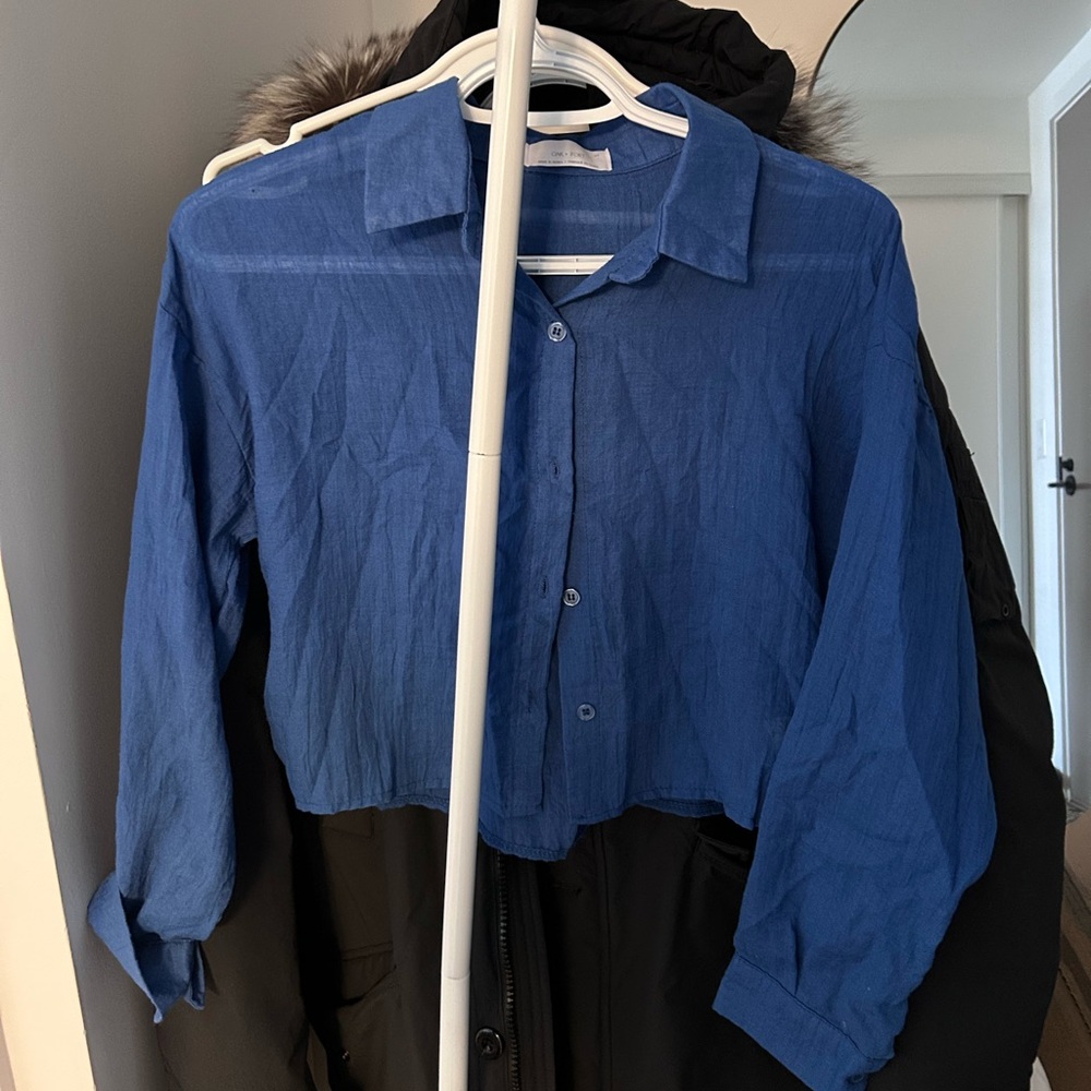 Oak + Fort Cropped Button-Up Shirt